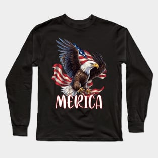 Eagle American Flag USA Flag 4th of july Merica Long Sleeve T-Shirt